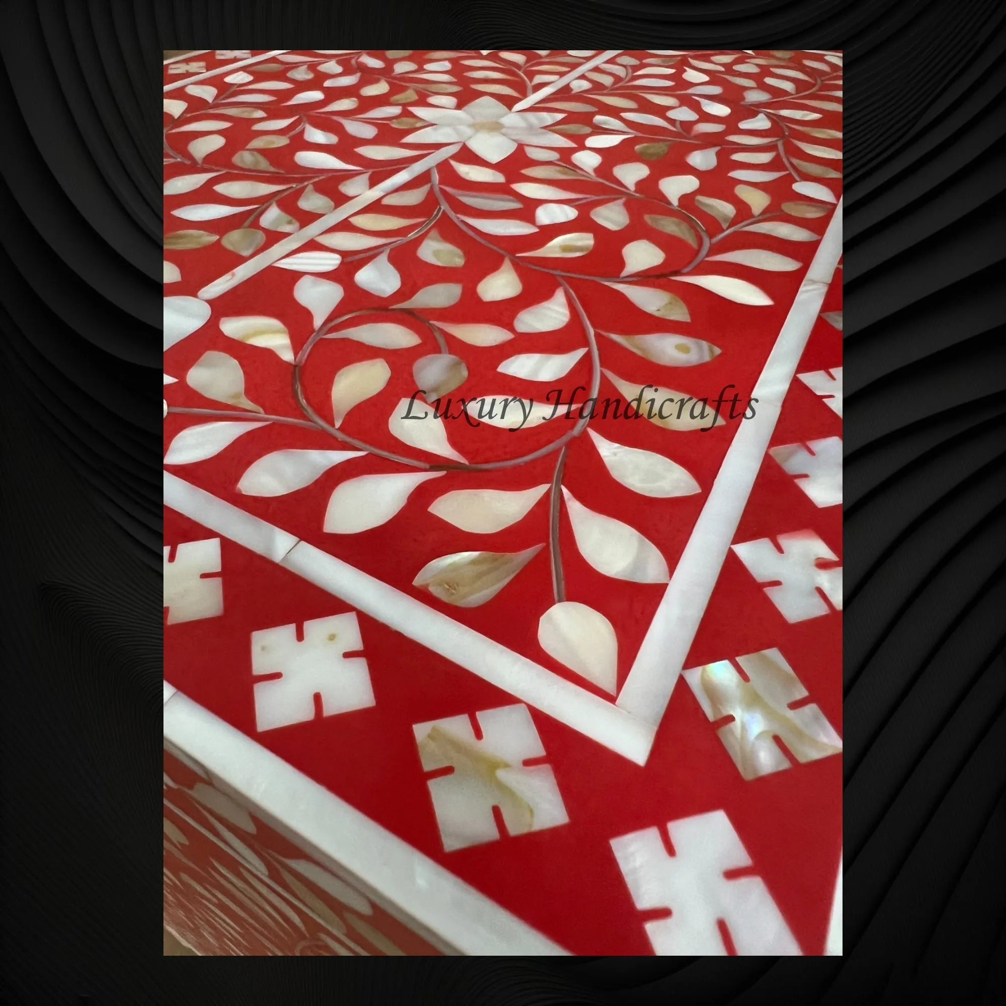 MOP Floral 1 Drawer 2 Door Bedside Table Red