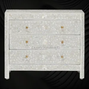 MOP Inlay Edge Floral Dresser Grey