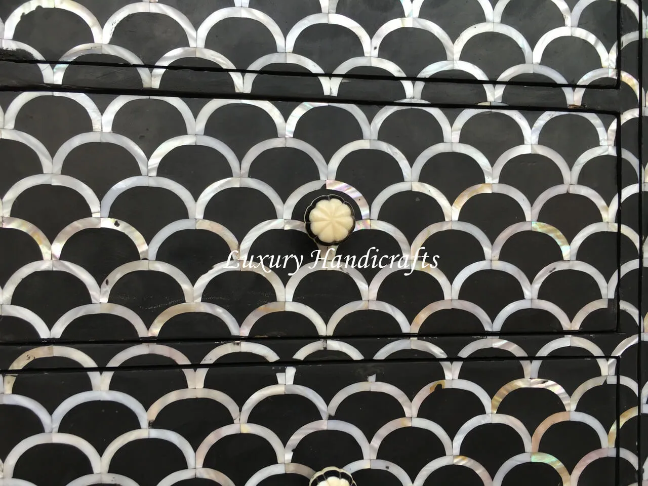Mother of Pearl Inlay Fish Scale Cabinet Black