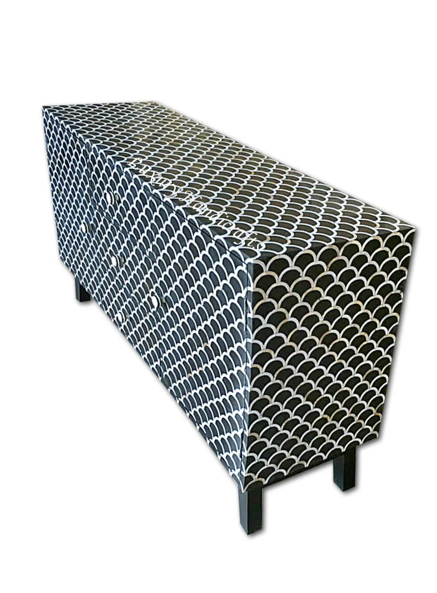 Mother of Pearl Inlay Fish Scale Cabinet Black
