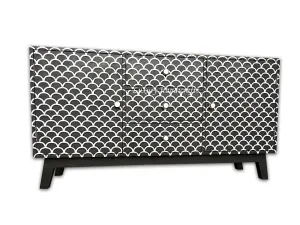 Mother of Pearl Inlay Fish Scale Cabinet Black
