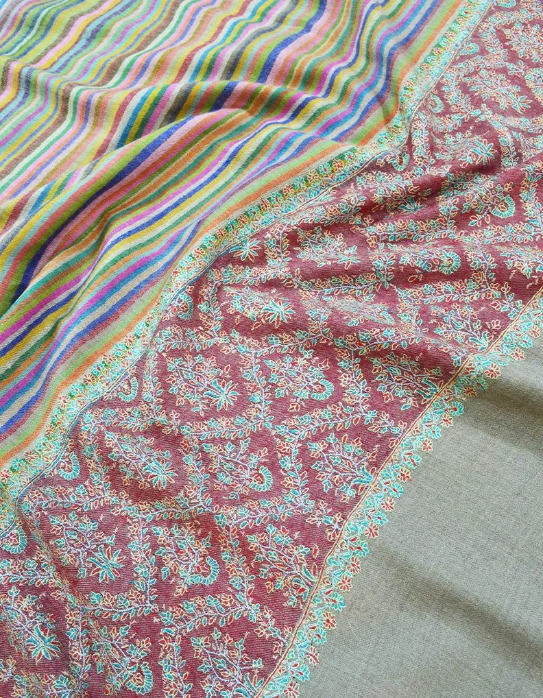 Multicoloured Embroidery Pashmina Shawl 7382