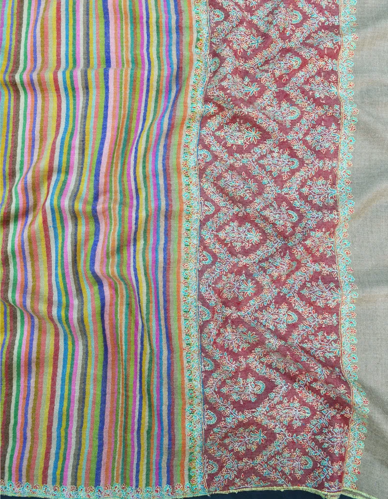 Multicoloured Embroidery Pashmina Shawl 7382
