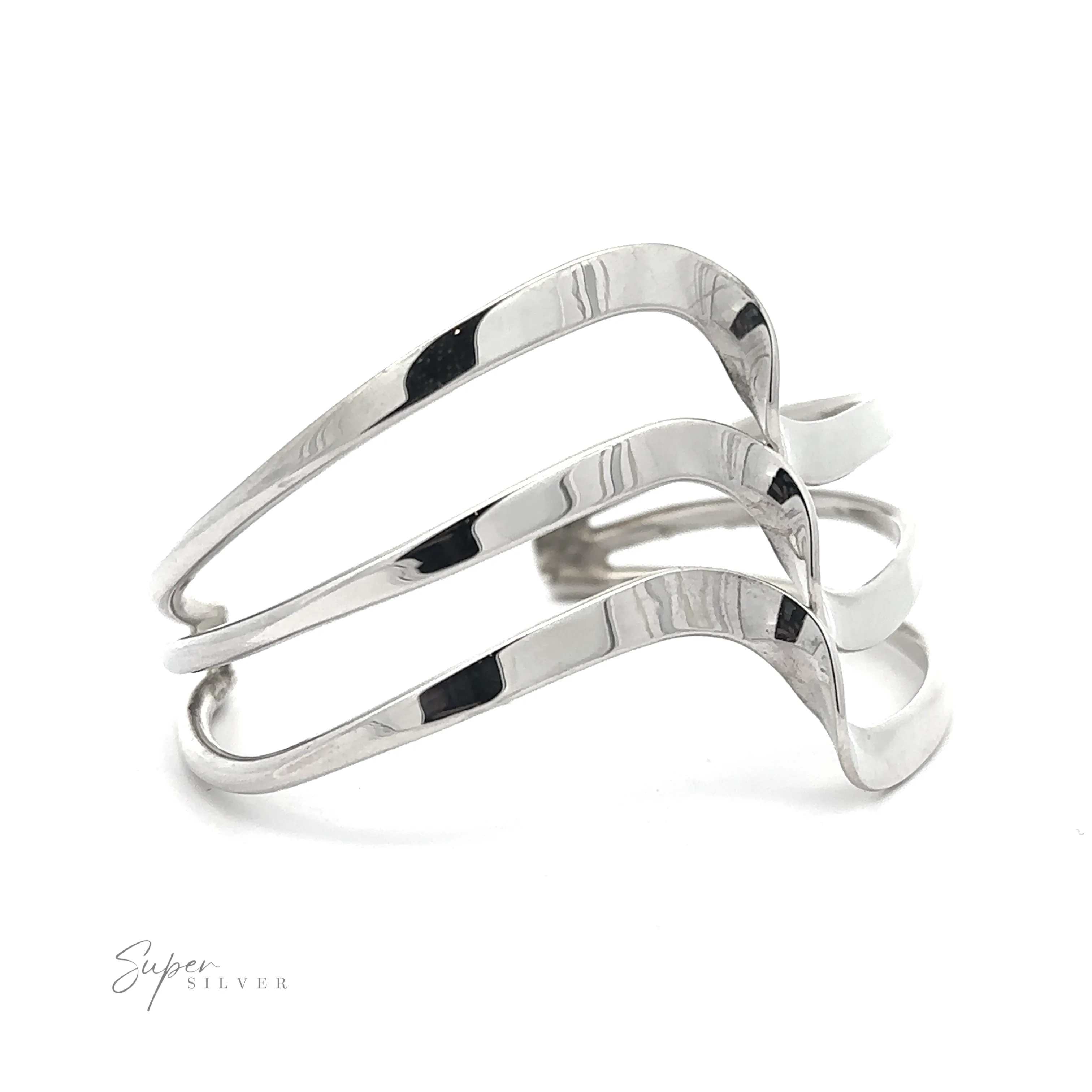 Native American Handmade Silver Triple Wave Cuff