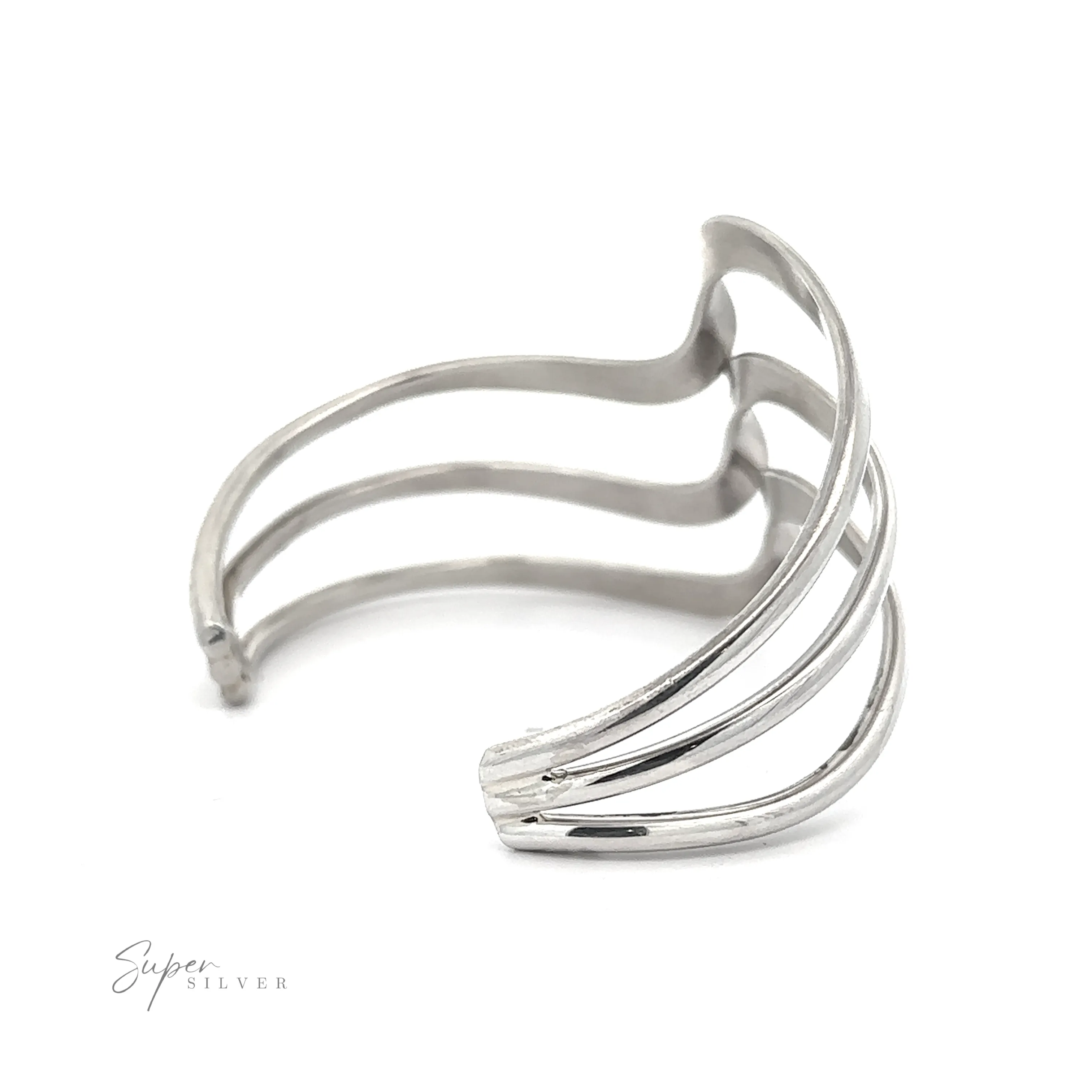 Native American Handmade Silver Triple Wave Cuff