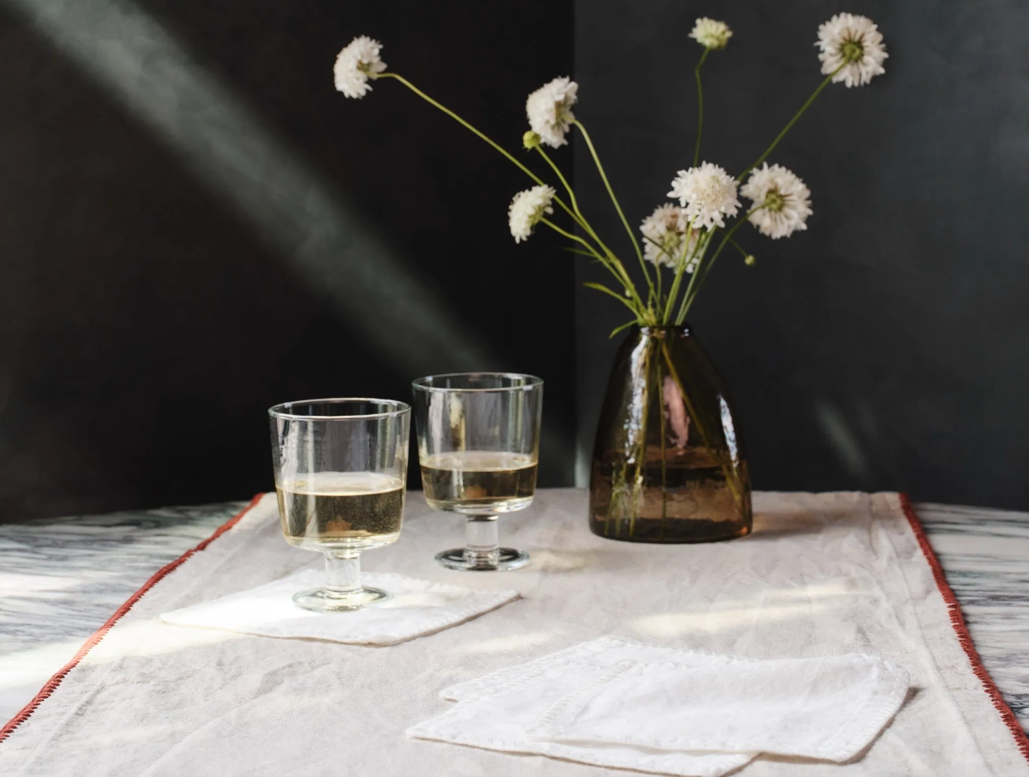 Olivos Embroidered Organic Linen Napkins