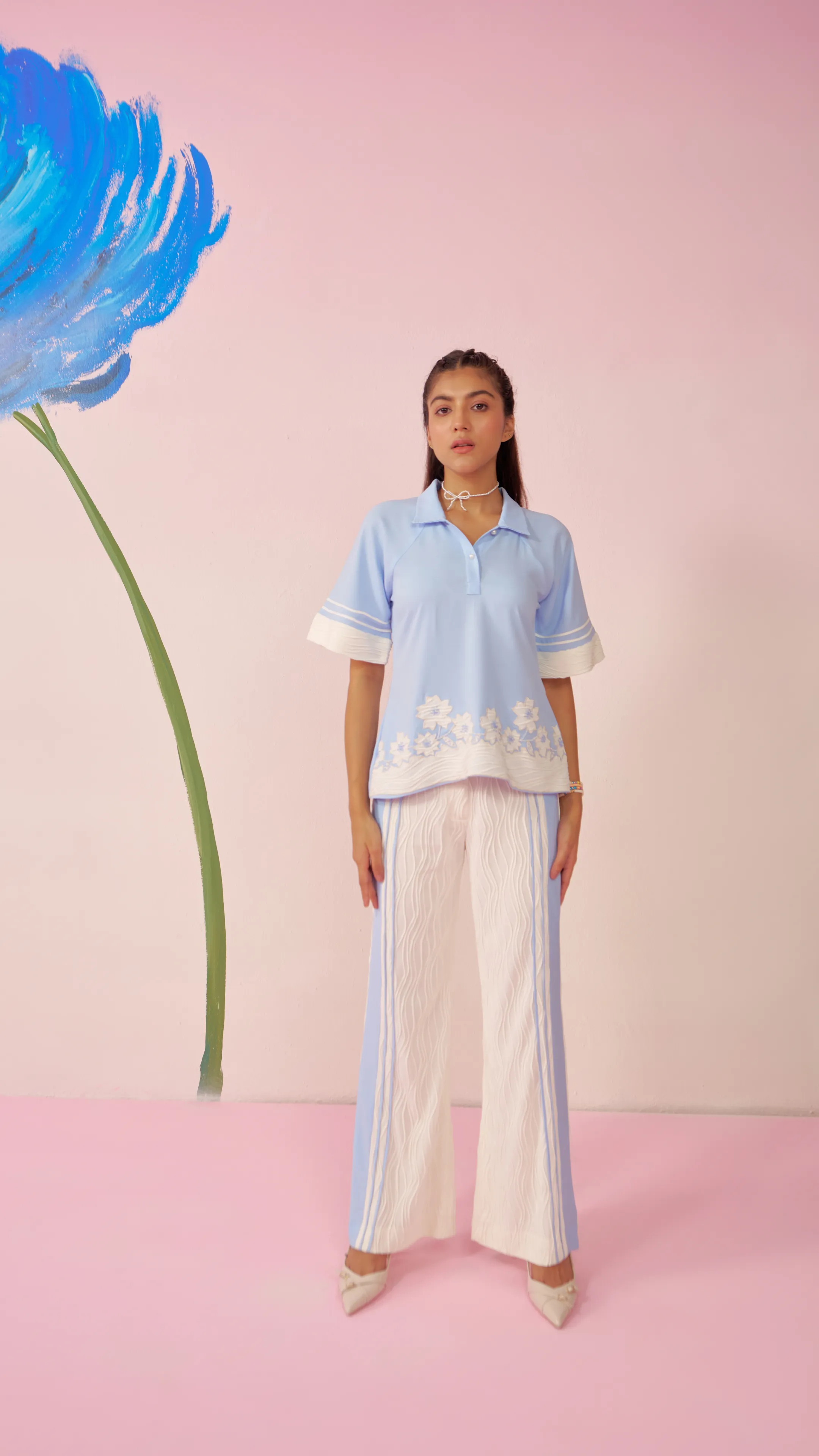 Orchid applique pants