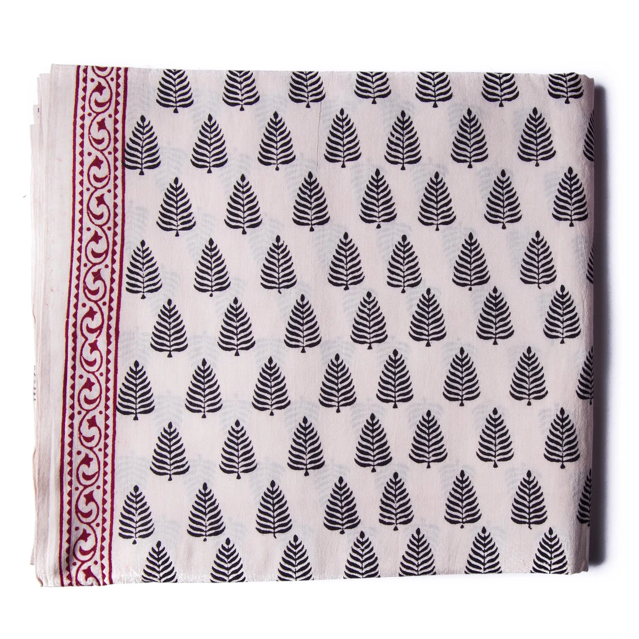 Precut 1 meter -Black & White Bagh Handblock Printed Cotton Fabric