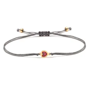 Red Natural Stone Copper Peach Love Heart Charm Bracelet for Women and Men with Adjustable Red String Knot and Elegant Design