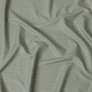 Sage Green Pinstripe 100% Cotton Shirting Fabric - Sleek & Contemporary, 150cm Width-D18571