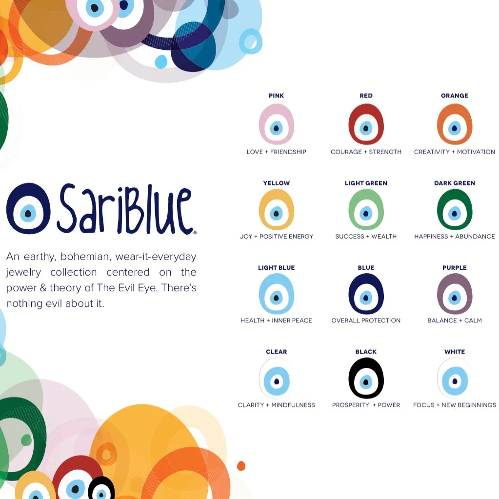 SariBlue® Ultra Blue Agate with Light Blue Evil Eye and Sterling Silver Beads Bracelet