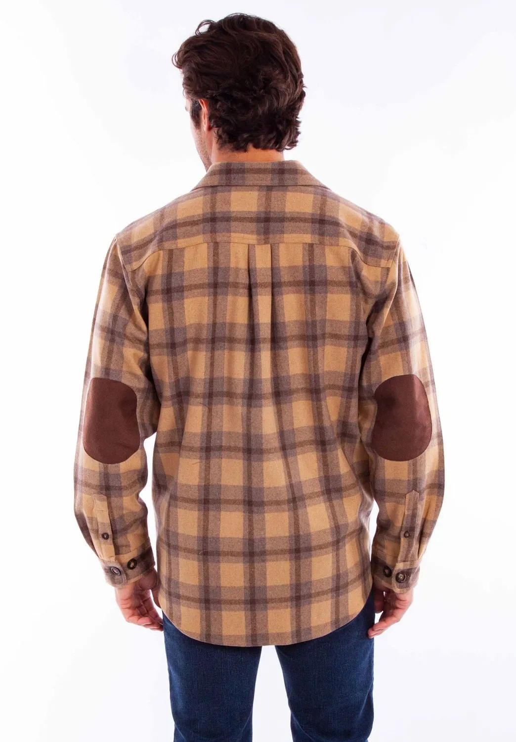 Scully Mens Heavyweight Flannel Tan Wool Blend L/S Shirt