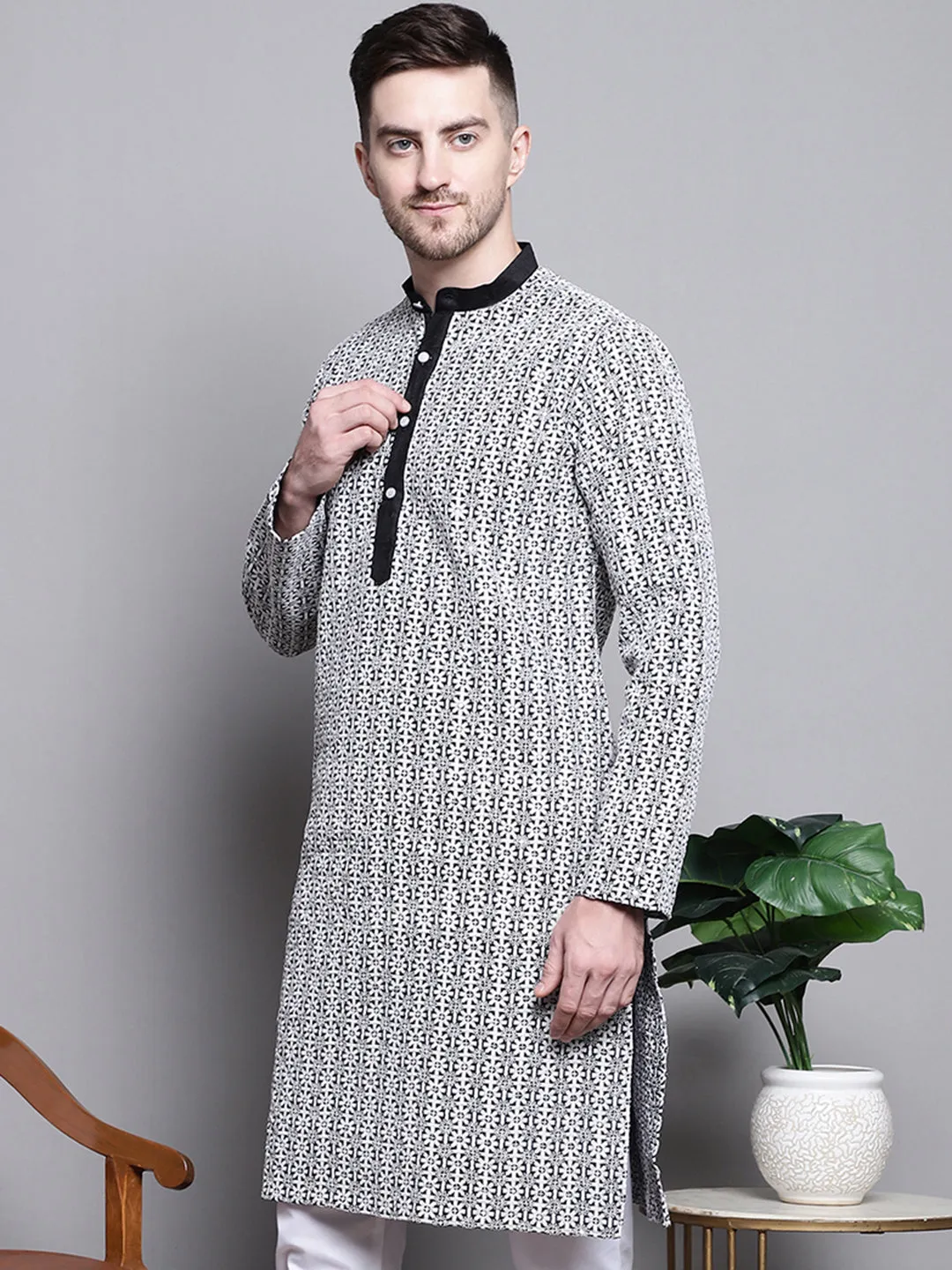Sequin Embroidered Silk Blend Kurtas