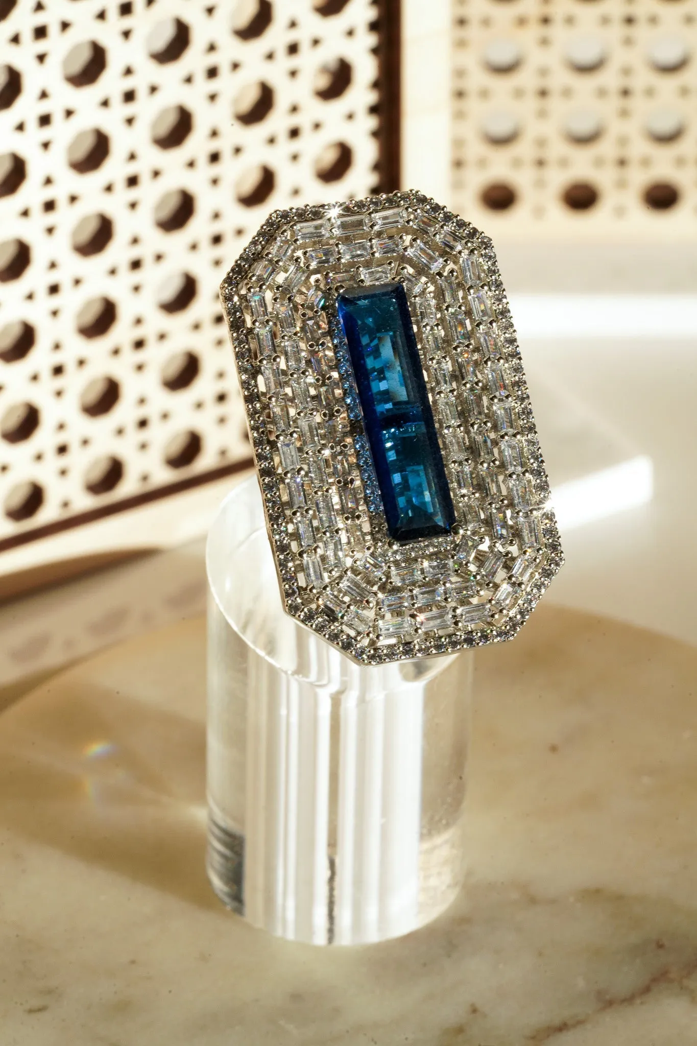 Sona - Elongated Cushion Cut AD Adjustable Ring