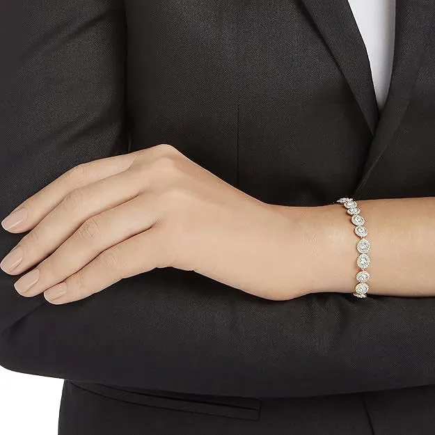 Swarovski Part of the Una Angelic Collection Women's Clear circle-cut Crystals with Matching Crystal Pavé on a Rose-Gold Tone Finish Setting Una Angelic Tennis Bracelet - 5240513