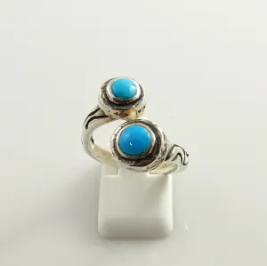 Unique Sterling Silver Blue Turquoise Inlay Ring Size 8