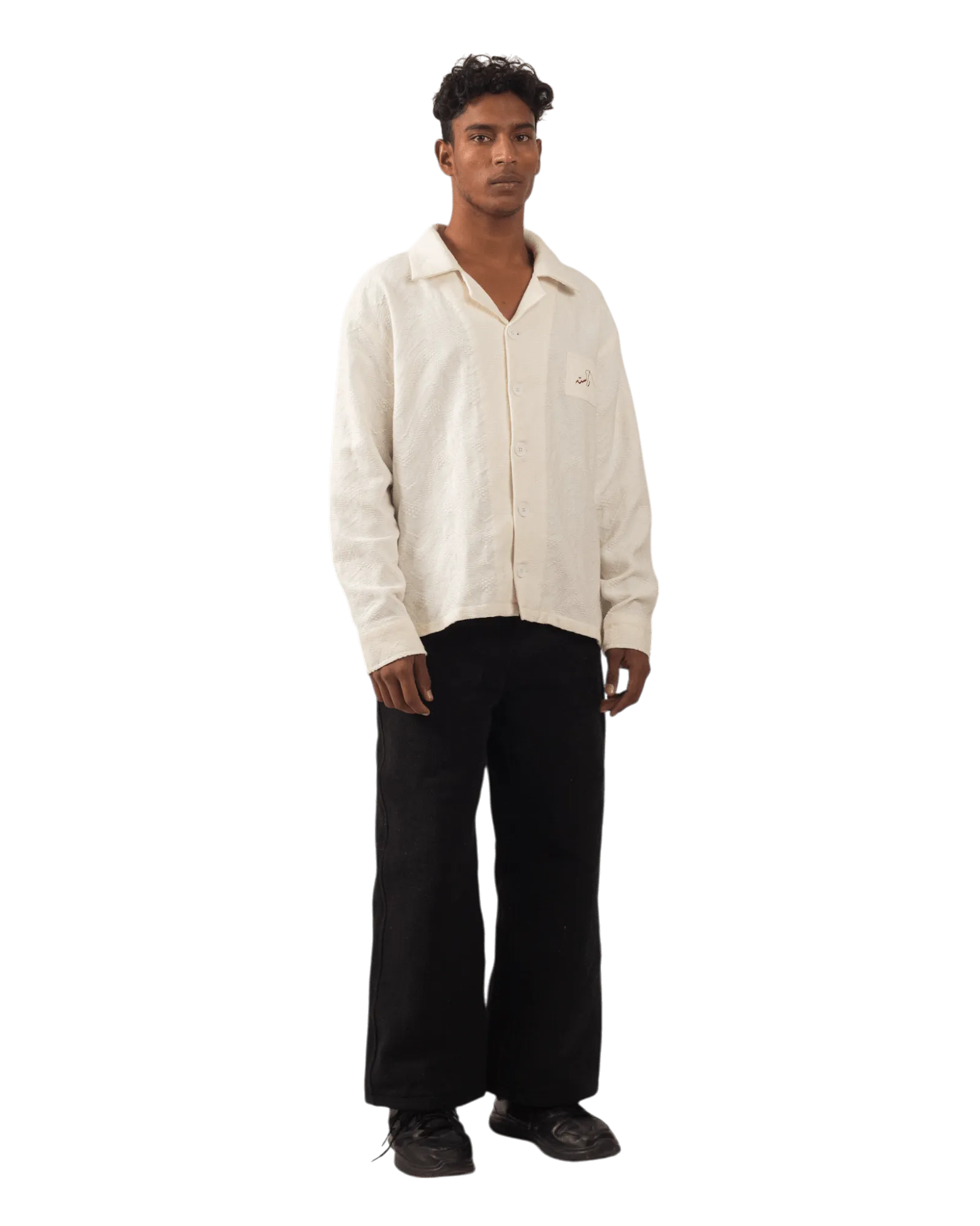 WHITE DOBBY FULL SLEEVE BUTTON DOWN