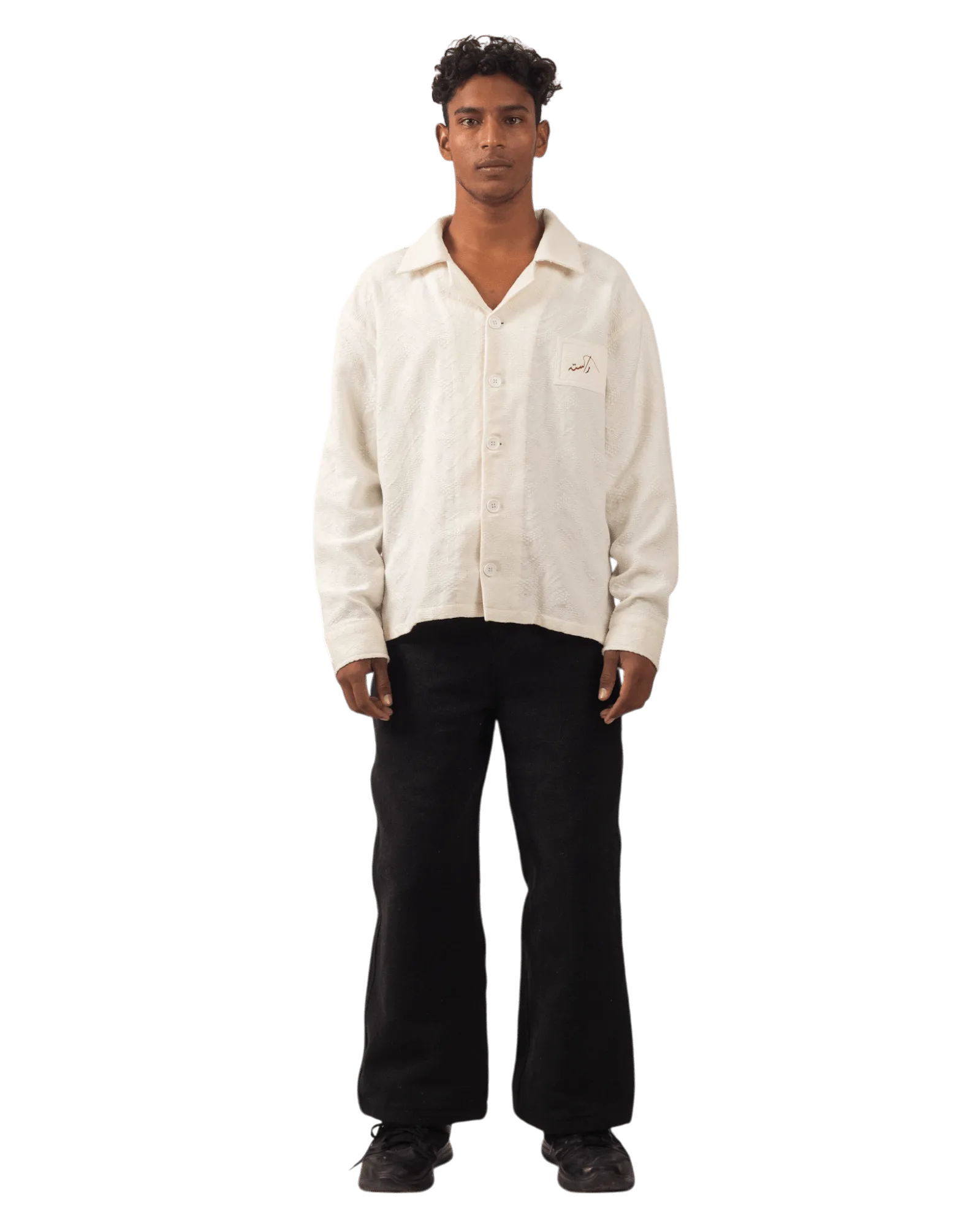 WHITE DOBBY FULL SLEEVE BUTTON DOWN