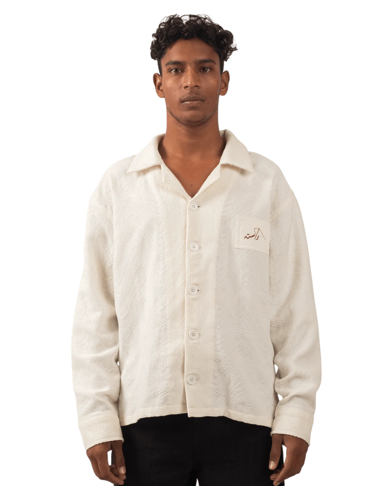 WHITE DOBBY FULL SLEEVE BUTTON DOWN