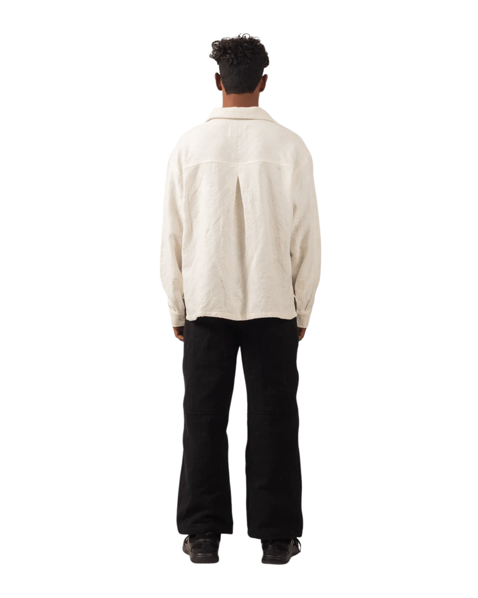 WHITE DOBBY FULL SLEEVE BUTTON DOWN