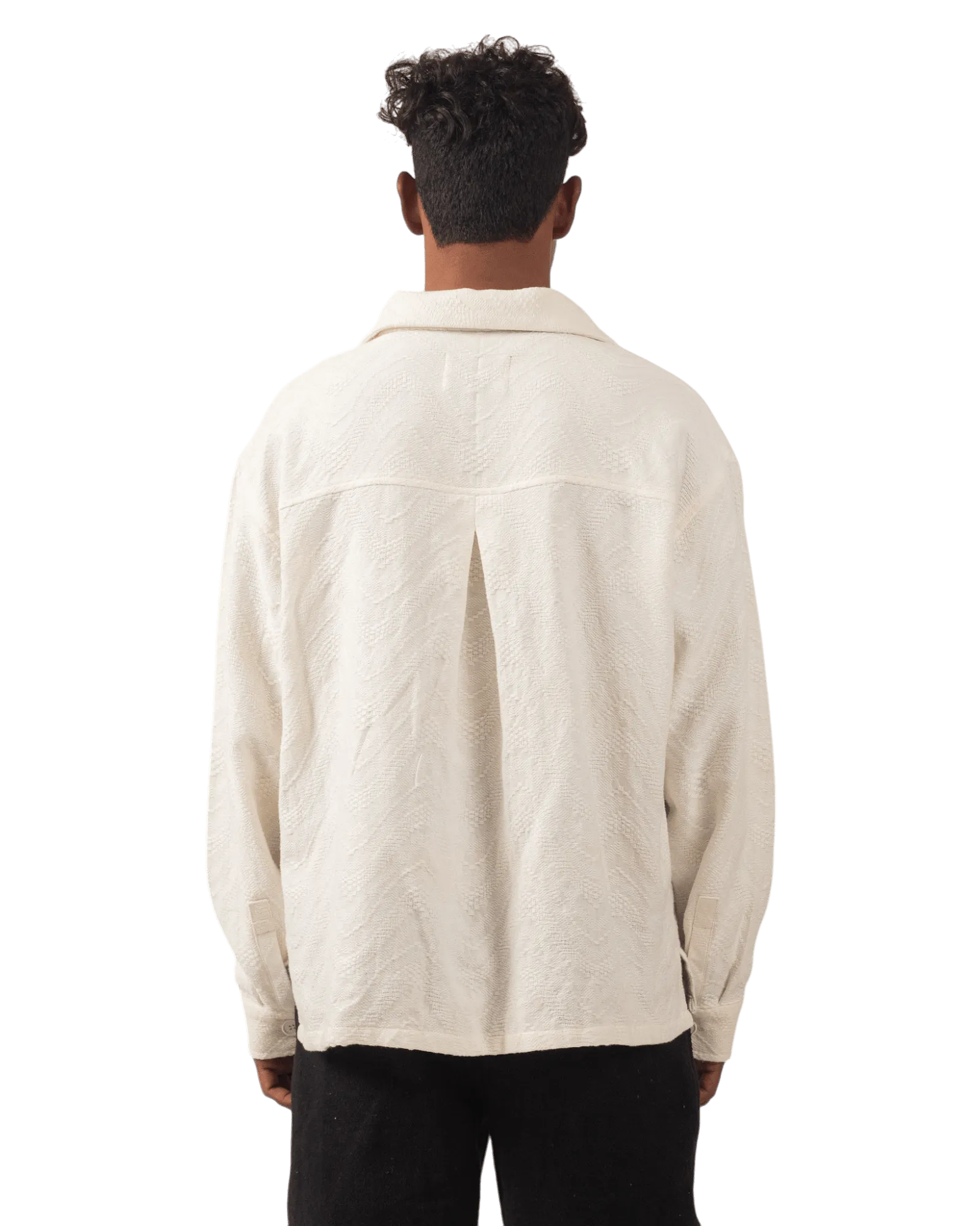 WHITE DOBBY FULL SLEEVE BUTTON DOWN