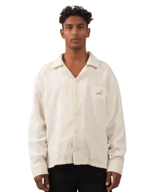 WHITE DOBBY FULL SLEEVE BUTTON DOWN