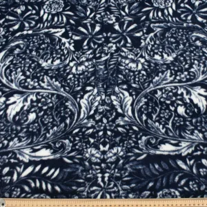 White Vines on Navy Printed Polar Fleece Design 140