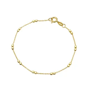 Yellow Gold Plated Bracelet With Stationed Cube Bead Detail